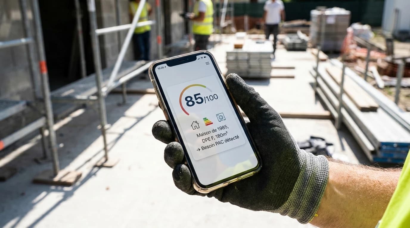 Application ValidBTP affichant un score de 85/100 sur un chantier
